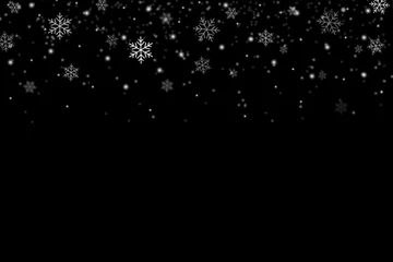 Fotobehang Snowflakes falling for christmas decoration abstract black background. © kaisorn