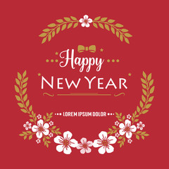 White flower frame decoration, for nature happy new year celebration card. Vector