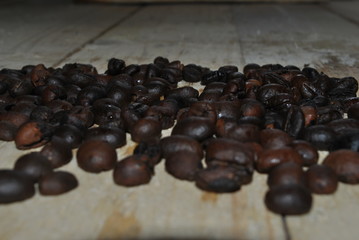 coffee beans with a wooden background