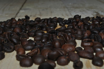 coffee beans with a wooden background