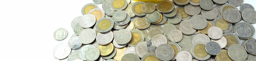 Thai baht coin abstract pattern above white background