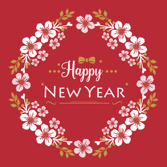Template for greeting card happy new year, with decorative element of white wreath frame. Vector