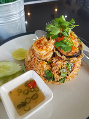 Spicy fried rice sea food Tom Yum