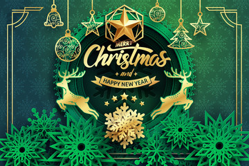Paper art of Merry Christmas and happy new year