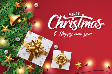 Paper art of Merry Christmas and happy new year