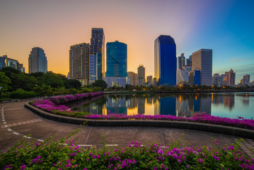 Cityscape view of Benjakitti Park, Benjakitti Park is situated next to the Queen Sirikit National...