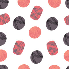 Fototapeta premium Seamless pattern of balls of threads for knitting. Winter, autumn, warmth.