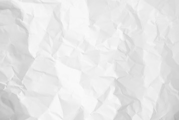 White crumpled paper texture background.