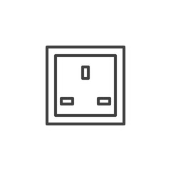 Type G power socket line icon. linear style sign for mobile concept and web design. Electrical Outlet outline vector icon. Symbol, logo illustration. Vector graphics
