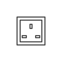 Type G power socket line icon. linear style sign for mobile concept and web design. Electrical Outlet outline vector icon. Symbol, logo illustration. Vector graphics