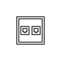 Ethernet socket line icon. linear style sign for mobile concept and web design. Ethernet double port outline vector icon. Symbol, logo illustration. Vector graphics