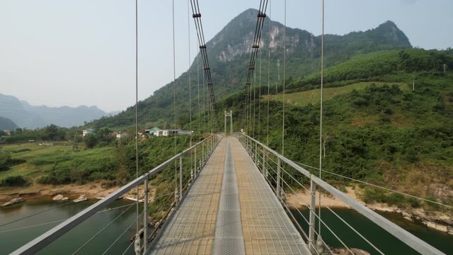 Narrow Rope Bridge In Central Vietnam