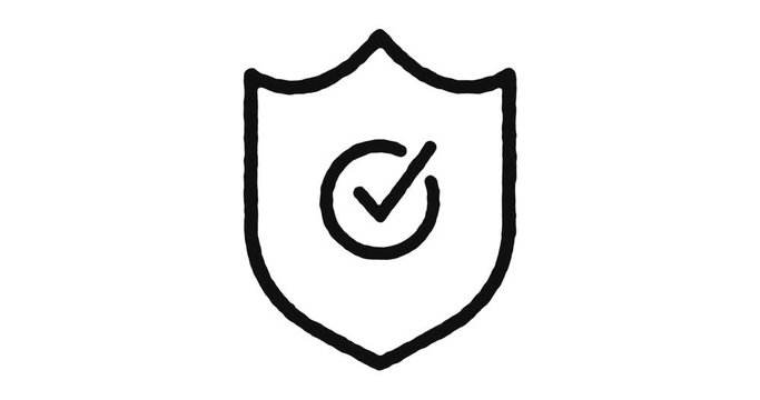 Protection outline icon animation footage/video. Hand drawn like symbol animated with motion graphic, can be used as loop item, has alpha channel and it's at 4K video resolution.