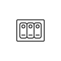 Electric toggle switch line icon. linear style sign for mobile concept and web design. Triple switch outline vector icon. Symbol, logo illustration. Vector graphics