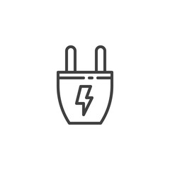 Obraz premium Electric plug line icon. linear style sign for mobile concept and web design. Power Plug energy outline vector icon. Symbol, logo illustration. Vector graphics