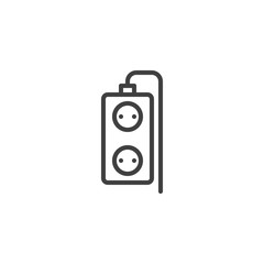 Double plug extension cord line icon. linear style sign for mobile concept and web design. Electric extension cord outline vector icon. Symbol, logo illustration. Vector graphics