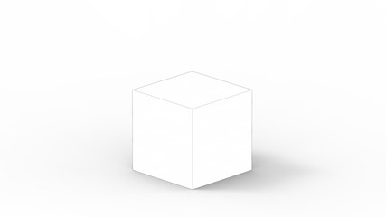 3d rendering of a cube box square isolated in a white studio enviroment