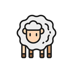 Lamb, sheep flat color icon. Isolated on white background
