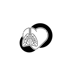 Lungs pulmonary icon, simple flat style. Internal organs of the human design element, logo. Asthma, tuberculosis, pneumonia, medicine concept. Isolated on white background. Vector illustration