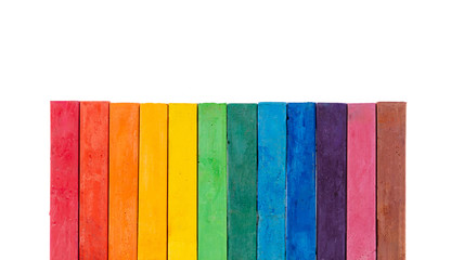 Colorful chalk pastels isolated on white background