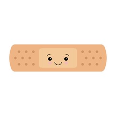 kawaii band aid icon on white background. vector illustration