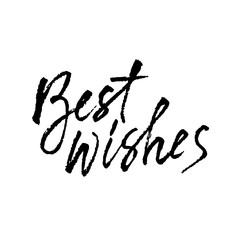 Best wishes. Hand drawn modern dry brush lettering. Handwritten calligraphy card. Vector illustration.