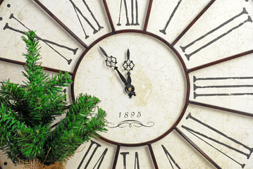 christmas clock, arrows show midnight, new year is coming