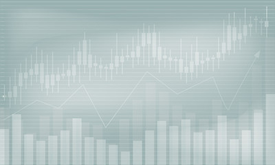 Business candlestick chart, abstract financial background, gray scale gradient, copy space.