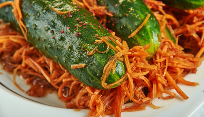 Spicy stuffed cucumber kimchi