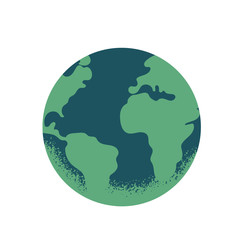 Green planet Earth isolated on white background. Nature vector concept for happy Earth day and saving the planet