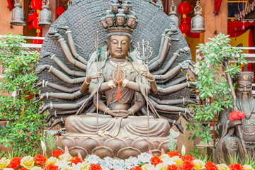 Guanyin Buddha statue 1000 The hand is in a Chinese temple. Thailand,Most Chinese people in Thailand respect the Guanyin Buddha statue.