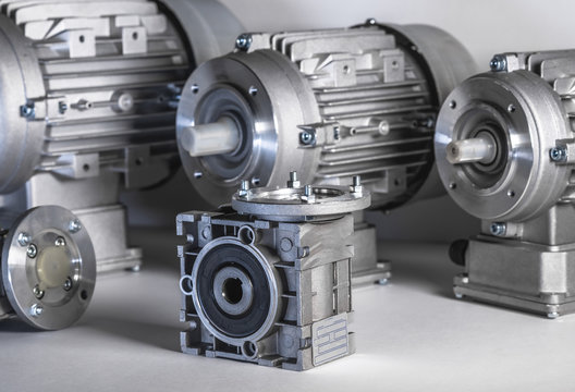 Electric motors with gearboxes needed for the bottling line industrial equipment