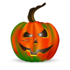 halloween pumpkin face on white background isolated