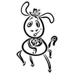 discouraged donkey gentleman, funny animal, black outline