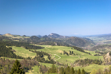 Pieniny Mountains in spring. 