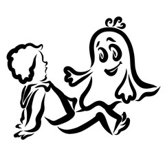 little ghost wants to make friends with a boy