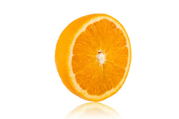 Half navel orange isolated on white back ground. Save with clipping path.