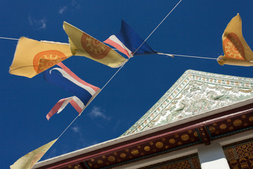 Monastery temple on blue sky,Wat Ratchanadda Worawihan thailand