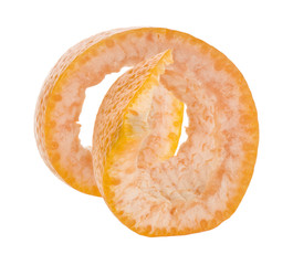Orange skin isolated on white background.