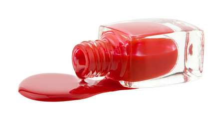 Red nail polish isolated on a white background.