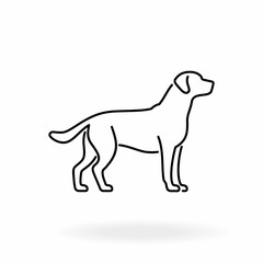 Dog outline icon. Pet vector illustration. Canine symbol isolated on white background. - obrazy, fototapety, plakaty