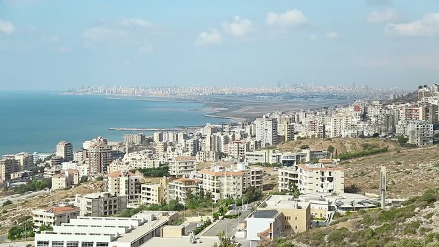 Tilt up from ground to Beirut' skyline, Lebanon
