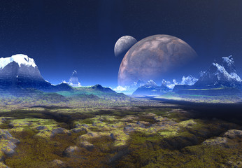 3D Rendered Fantasy Alien Landscape - 3D Illustration