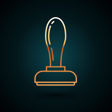 recommend clip art: Gold line Stamp icon isolated on dark blue background. Vector Illustration