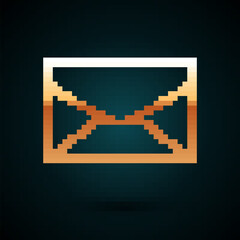 Fototapeta premium Gold line Envelope icon isolated on dark blue background. Email message letter symbol. Vector Illustration