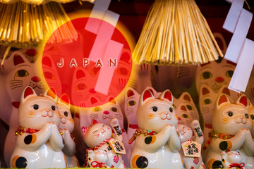 Japanese lucky cat made a greeting card with Japanese japan as a symbol (subtitle: Lucky Cat, Jin...