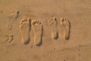 Footprints on the Beach Sand. Footprint - Image