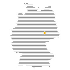 Leipzig mit oranger Markierung auf Deutschlandkarte