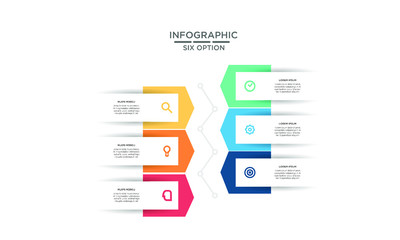 Six 6 Options infographic step chart workflow  element Plan Slide Template with isolated background theme