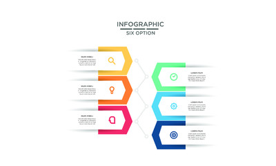 Six 6 Options infographic step chart workflow  element Plan Slide Template with isolated background theme